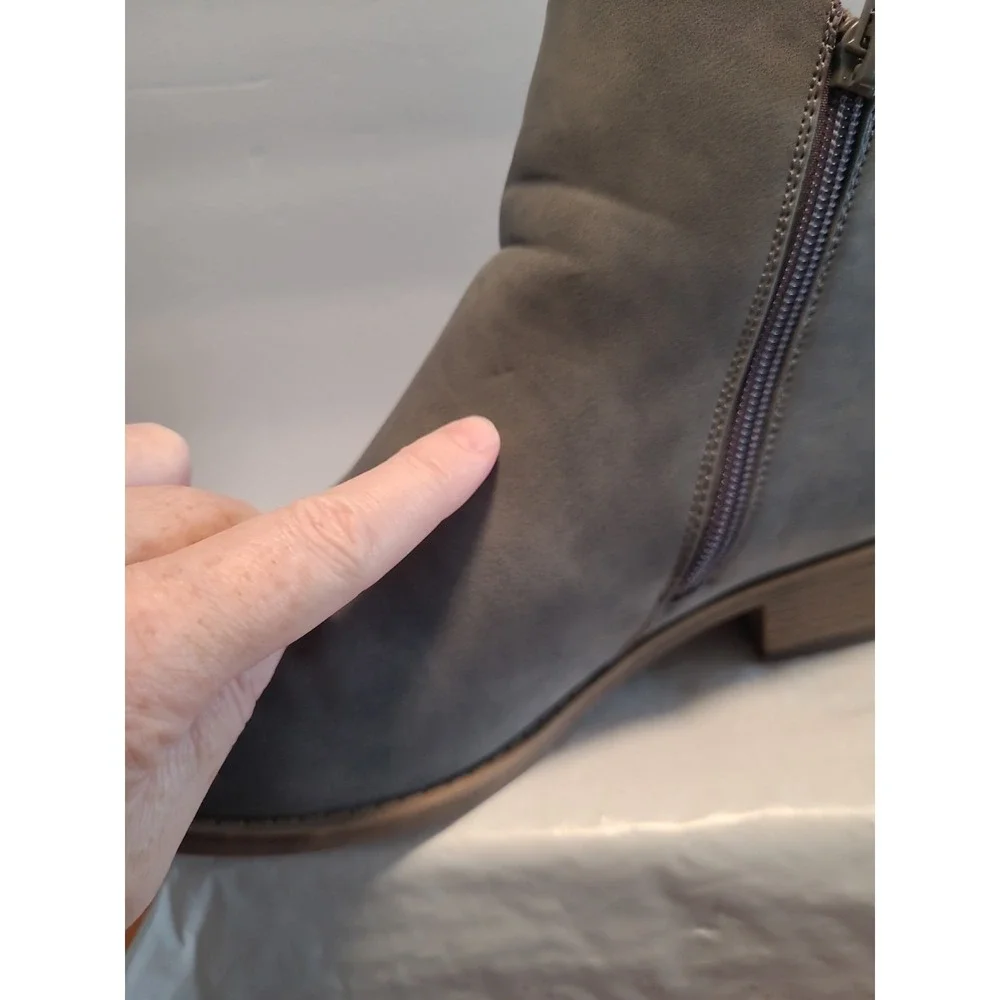 JEOSSY Women's Ankle Boots Gray Thick Heel Low Heel 905 Sz 8.5 Double Zipper